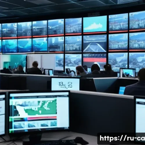 출처 분석의 공적 신뢰성과 개인적 신뢰성 - A modern digital newsroom scene inside a high-tech media office in Moscow, featuring diverse journal...
